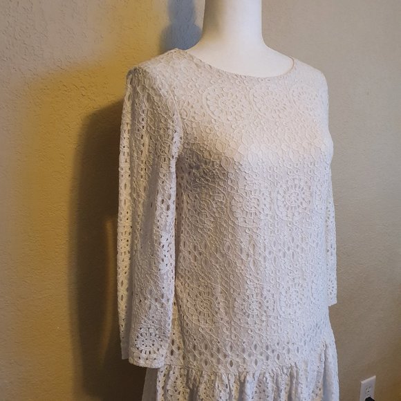 CECE White Eyelet Drop Waist Dress - Picture 2 of 7